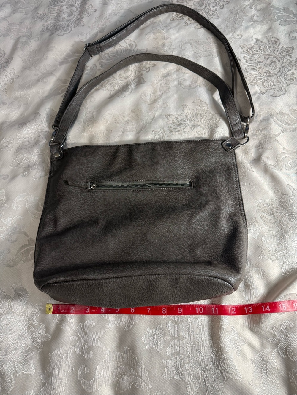 Roots Hobo Shoulder Bag Gray Taupe Large Everyday Purse - Picture 10 of 16